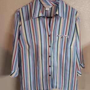Allison Daley Multicolor Striped Blouse Buttondown